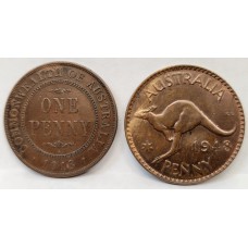 AUSTRALIA 1918i and 1946 . ONE 1 PENNY